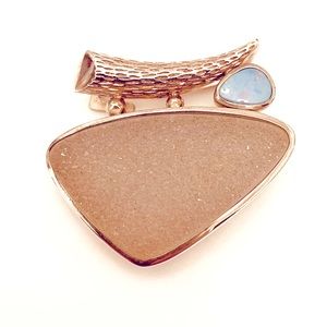 Whitney Kelly Opal and Drusy Stone with Horn element 925  Pendant